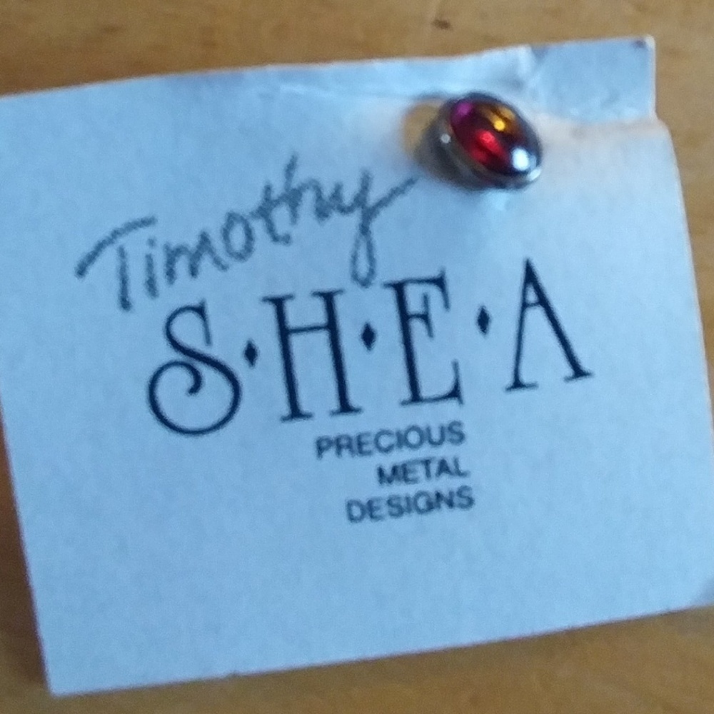 Gemstone Tie Tack On Sterling Silver by Timothy Sh